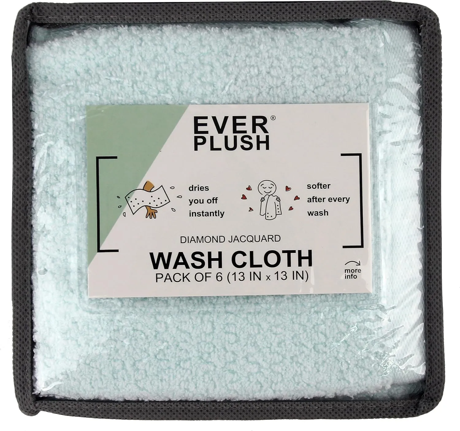 Diamond Jacquard Washcloth 6 Piece in Hushed Green