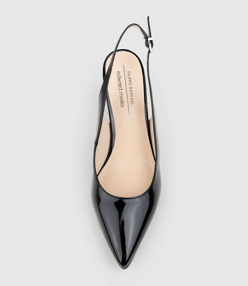 DIANA75 Slingback Pump in Black Patent