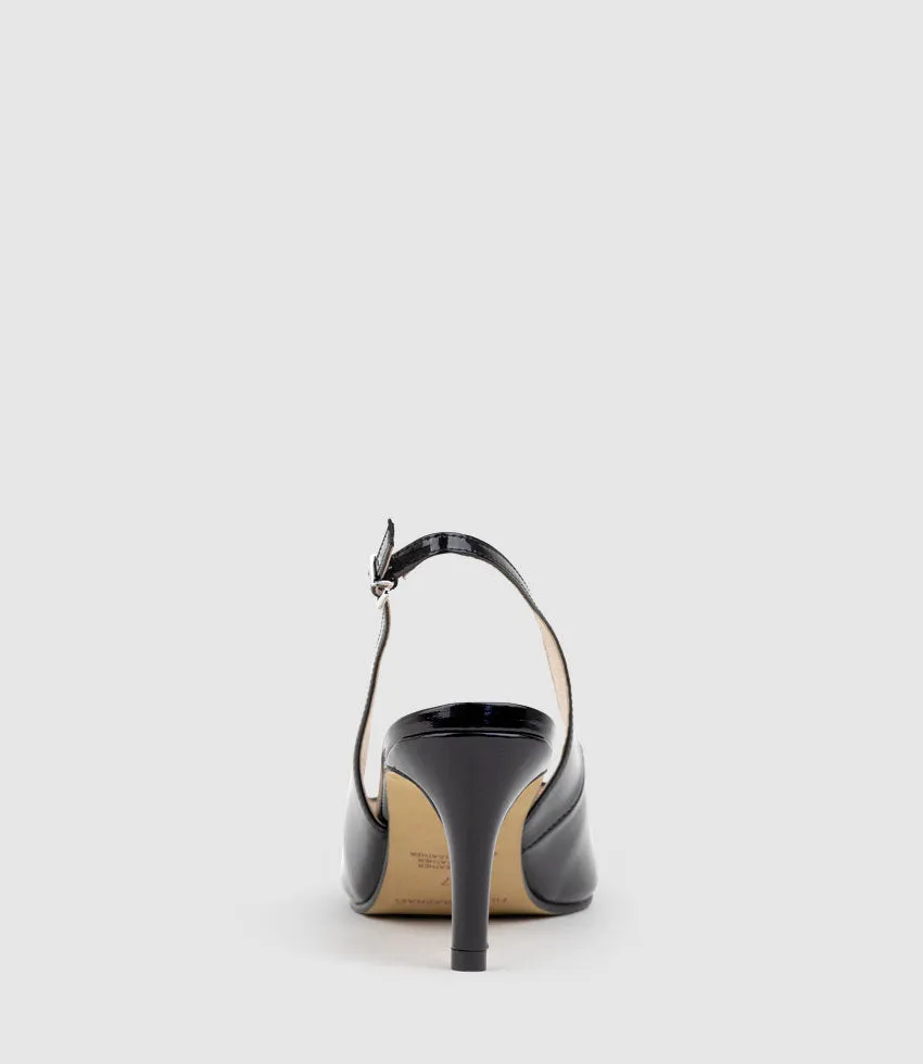 DIANA75 Slingback Pump in Black Patent