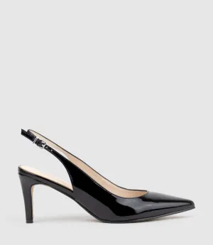 DIANA75 Slingback Pump in Black Patent