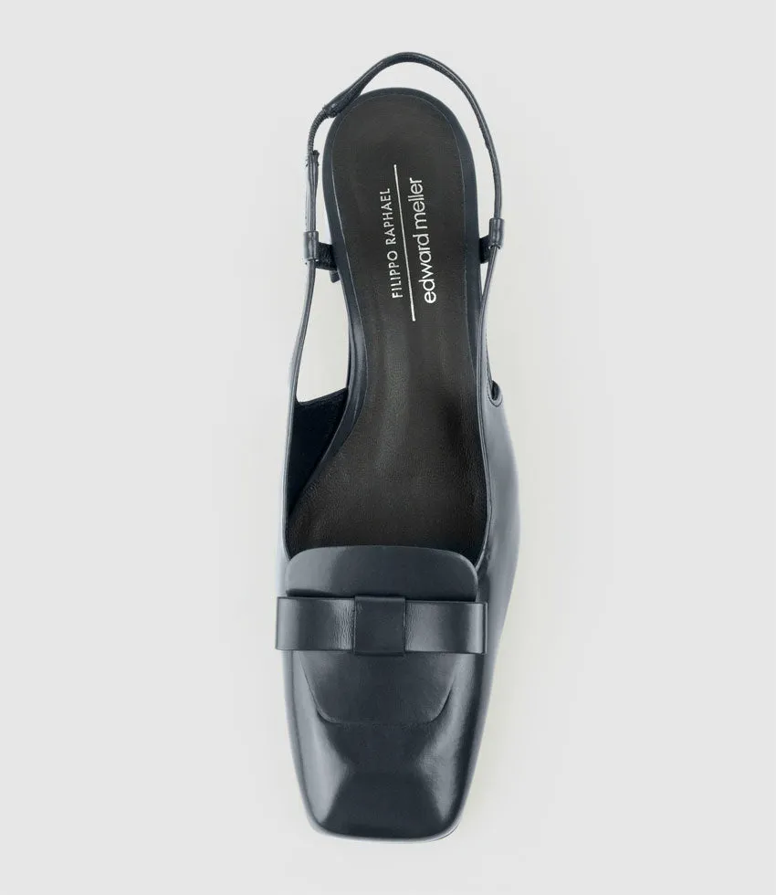 DINA45 Slingback Pump with Bow in Navy High Shine