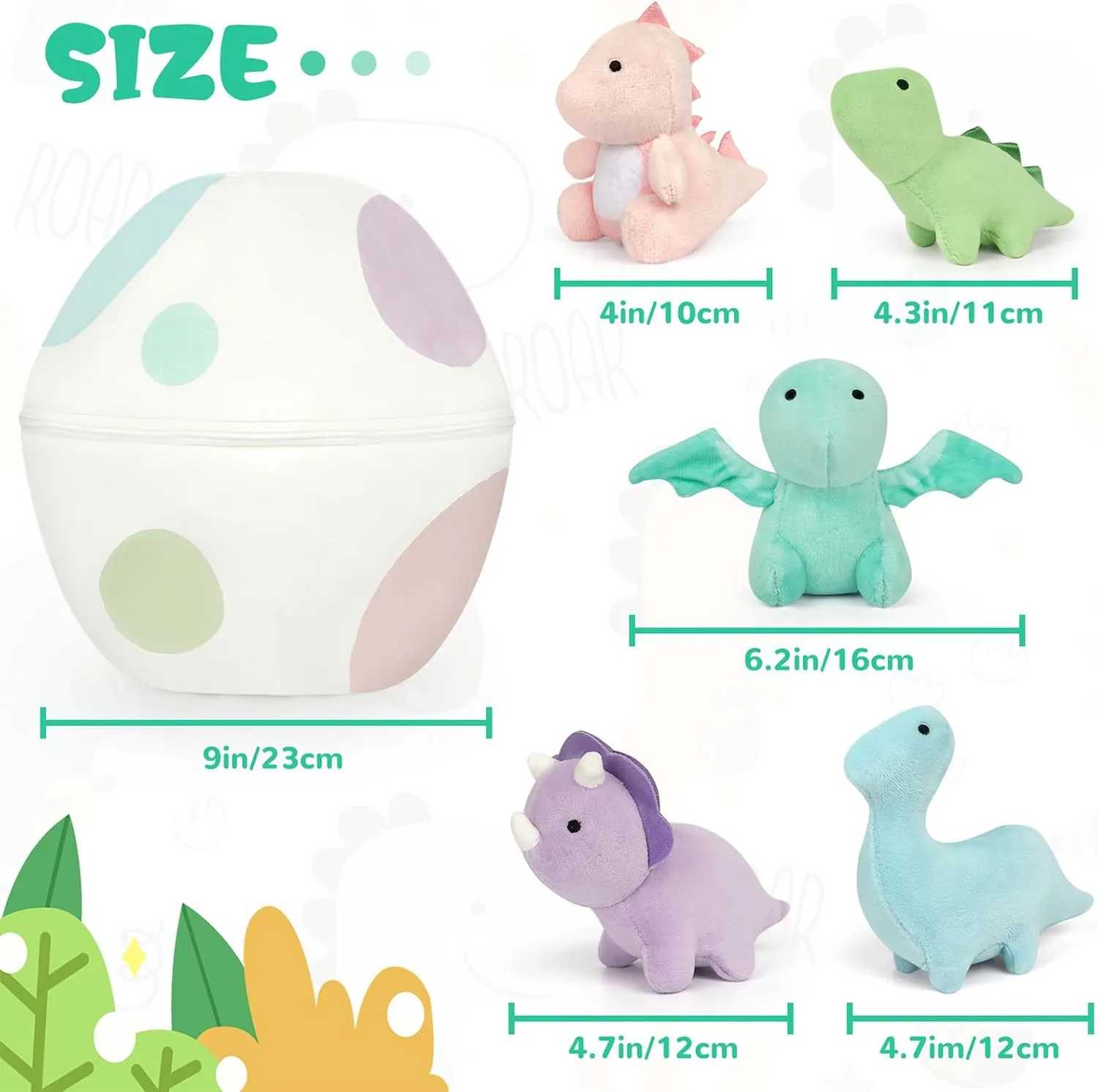 Dinosaur Stuffed Animal Set, Soft Dino Plush Dinosaur Toys, Cute Stuffed Dinosaur Egg with 5 Small Dino Plushies for Themed Party for Kids Girls Boys