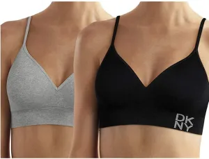 DKNY Ladies’ Seamless Wire Free Bralette 2-Pack (Black/Grey)
