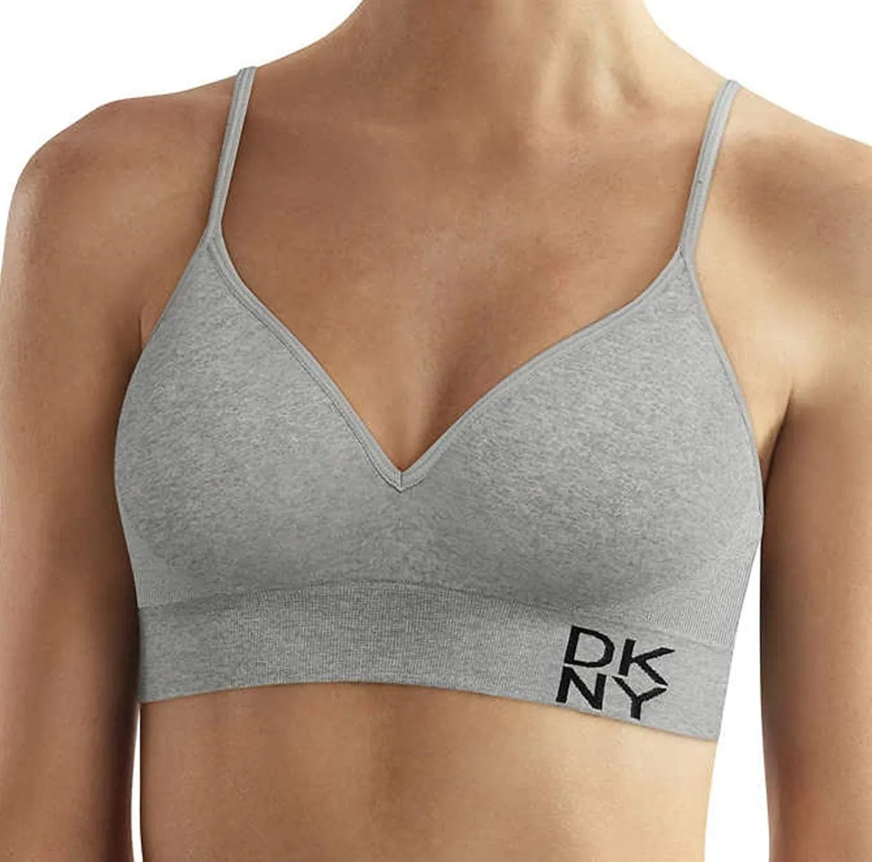 DKNY Ladies’ Seamless Wire Free Bralette 2-Pack (Black/Grey)