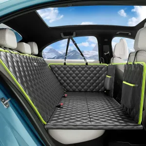 Dog Car Seat Cover for Back Seat, Back Seat Extender for Dogs 52.4 * 24.4in, Upgraded Sofa Leather, Foldable in The Car, Hard PVC Panels Bottom Support to 330 lbs, for Cars/Mid-Size SUV/Small Truck