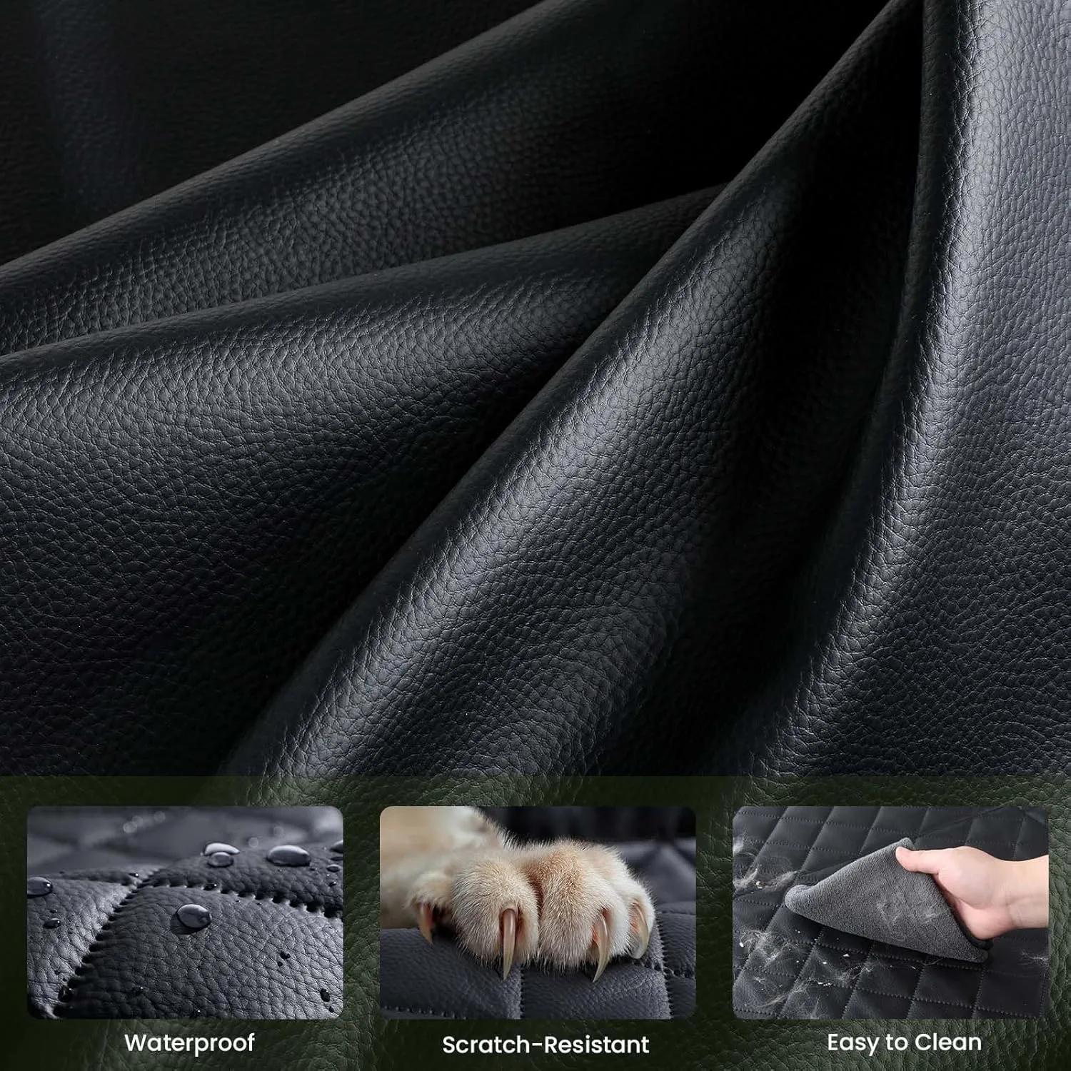 Dog Car Seat Cover for Back Seat, Back Seat Extender for Dogs 52.4 * 24.4in, Upgraded Sofa Leather, Foldable in The Car, Hard PVC Panels Bottom Support to 330 lbs, for Cars/Mid-Size SUV/Small Truck