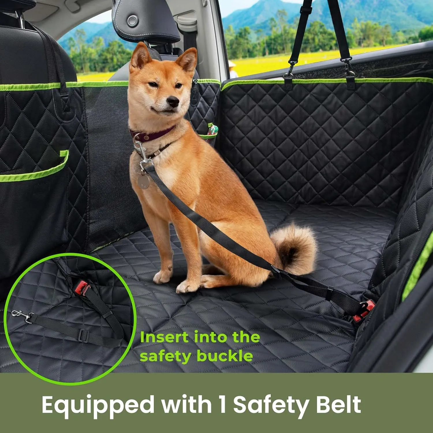Dog Car Seat Cover for Back Seat, Back Seat Extender for Dogs 52.4 * 24.4in, Upgraded Sofa Leather, Foldable in The Car, Hard PVC Panels Bottom Support to 330 lbs, for Cars/Mid-Size SUV/Small Truck