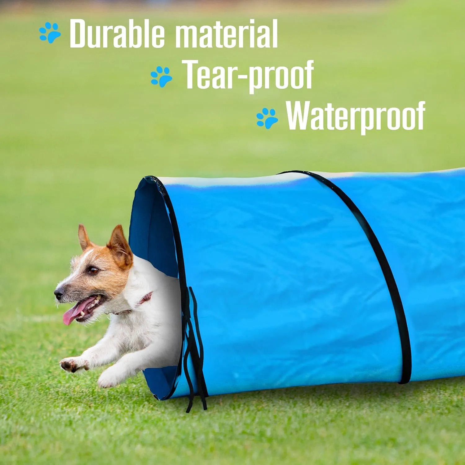 Dog Tunnel, Dog Agility Tunnel, Agility Equipment, Play, Playground, for Puppy, Pet, Crawling, Small, Medium, Large, Indoor/Outdoor, Pop Up Set, Obstacle Course, Exercise Tube, Toy, Blue, 18 Feet