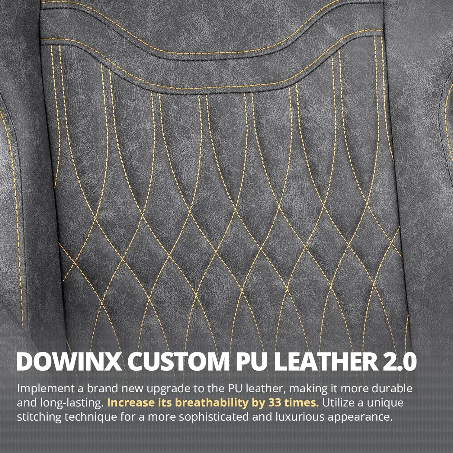 Dowinx Gaming Chair Breathable PU Leather Gamer Chair with Pocket Spring Cushion, Ergonomic Computer Chair with Massage Lumbar Support,Adjustable Swivel Task Chair with Footrest(Gray)
