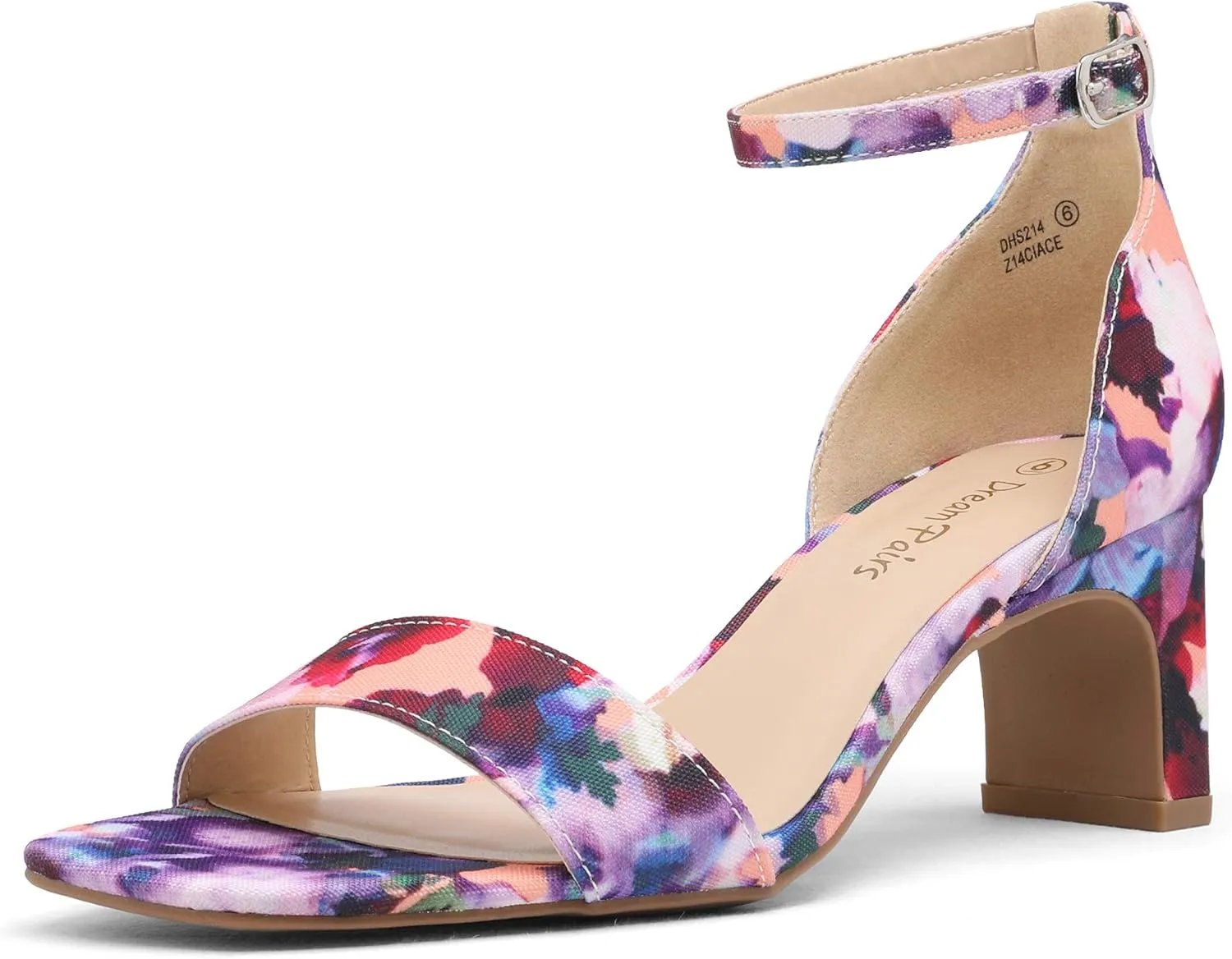 DREAM PAIRS Women's Square Toe Low Block Chunky Heels Open Toe Ankle Strap Dress Pump Shoes