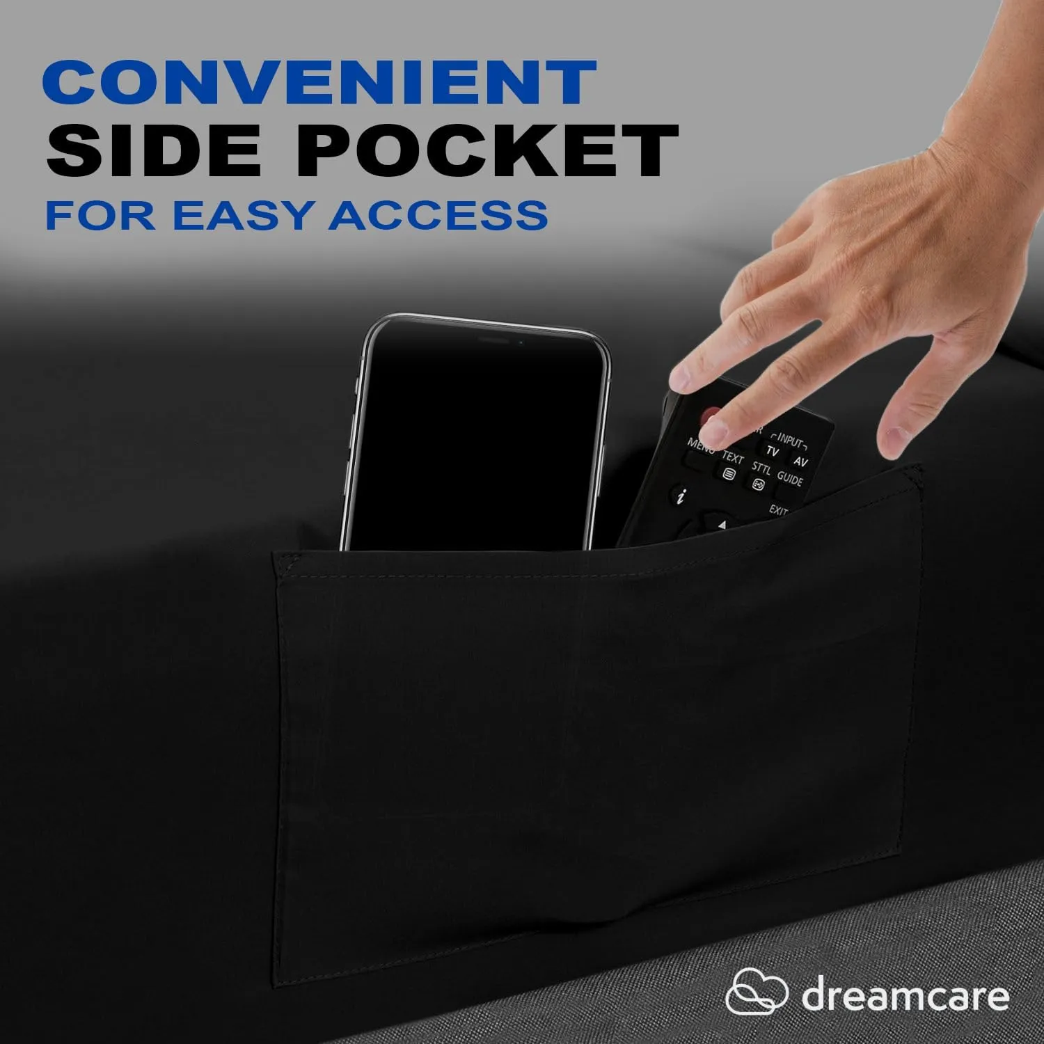 DREAMCARE King Size Sheets Set - Cooling Bed Sheets - 4pcs Set - up to 15" Deep Pocket King Sheet Set – Soft & Long Lasting Cooling - 100% Fine Brushed Polyester with Side Pocket - Black