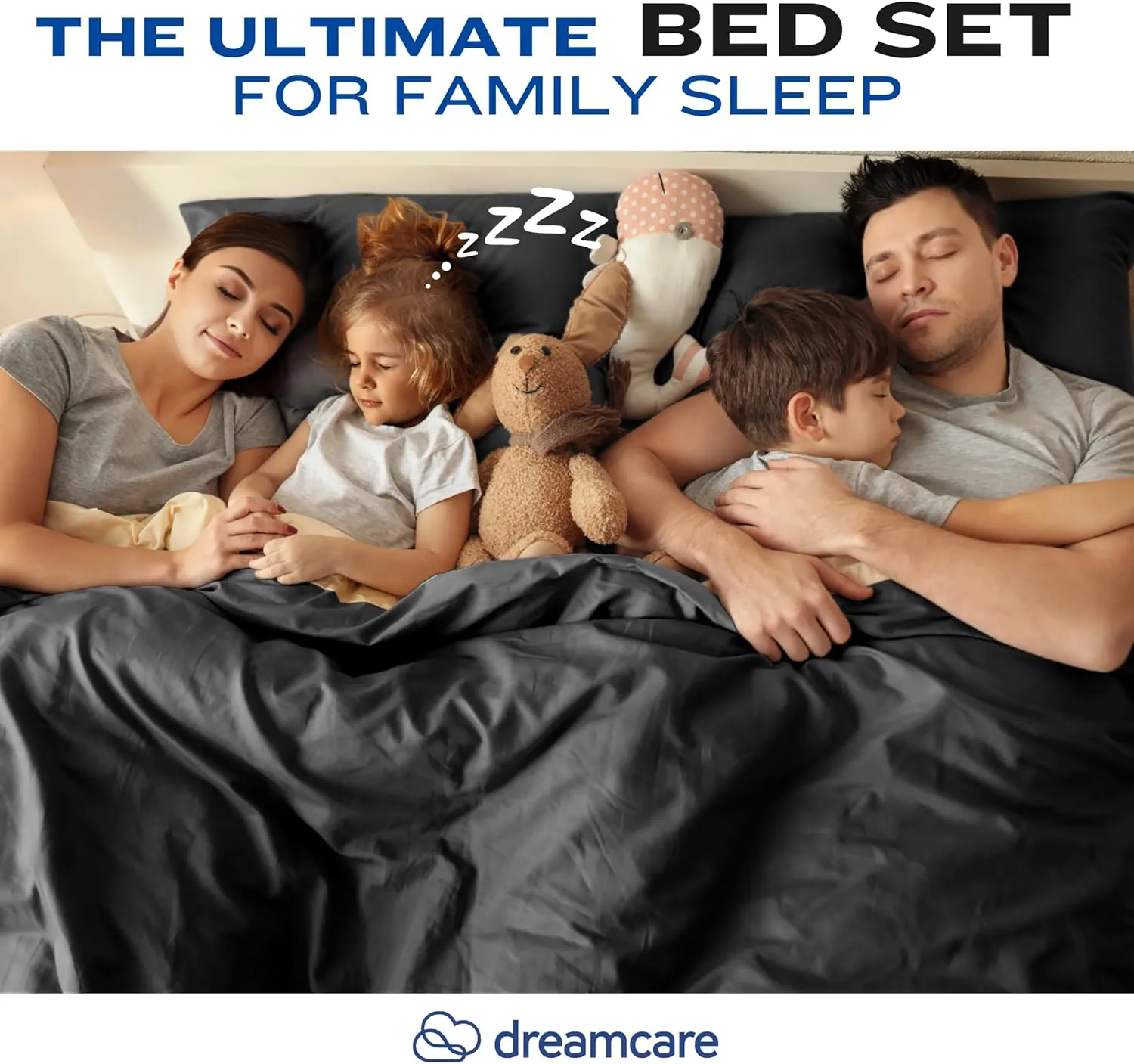 DREAMCARE King Size Sheets Set - Cooling Bed Sheets - 4pcs Set - up to 15" Deep Pocket King Sheet Set – Soft & Long Lasting Cooling - 100% Fine Brushed Polyester with Side Pocket - Black