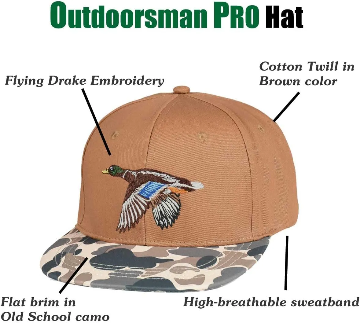 EDTREK Performance Outdoorsman Snapback Truck Hat with Flat Brim - Unique Animal Embroidery