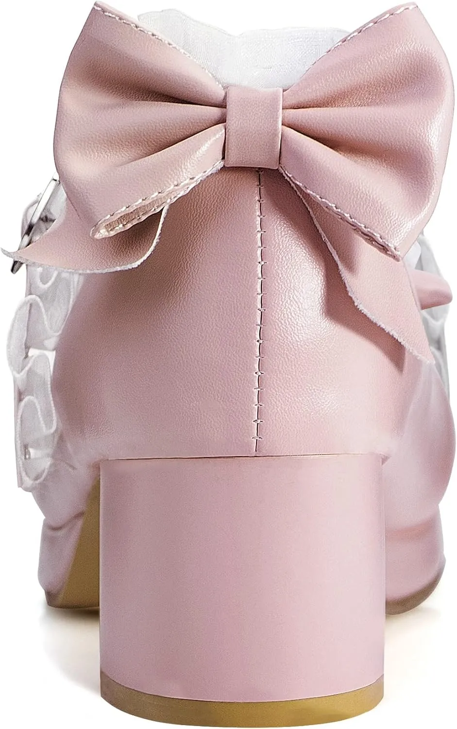 Elerhythm Women's Mary Jane Platform Chunky Block Heels Cute Cosplay Kawaii Bow Lace Dresses Cross-Tied Round Toe Ankle Strap Shoes