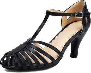 Elerhythm Women's Mary Jane Roman Close Round Toe Vintage 1950s Gatsby Heels Retro 1920s Victorian Pumps Shoes