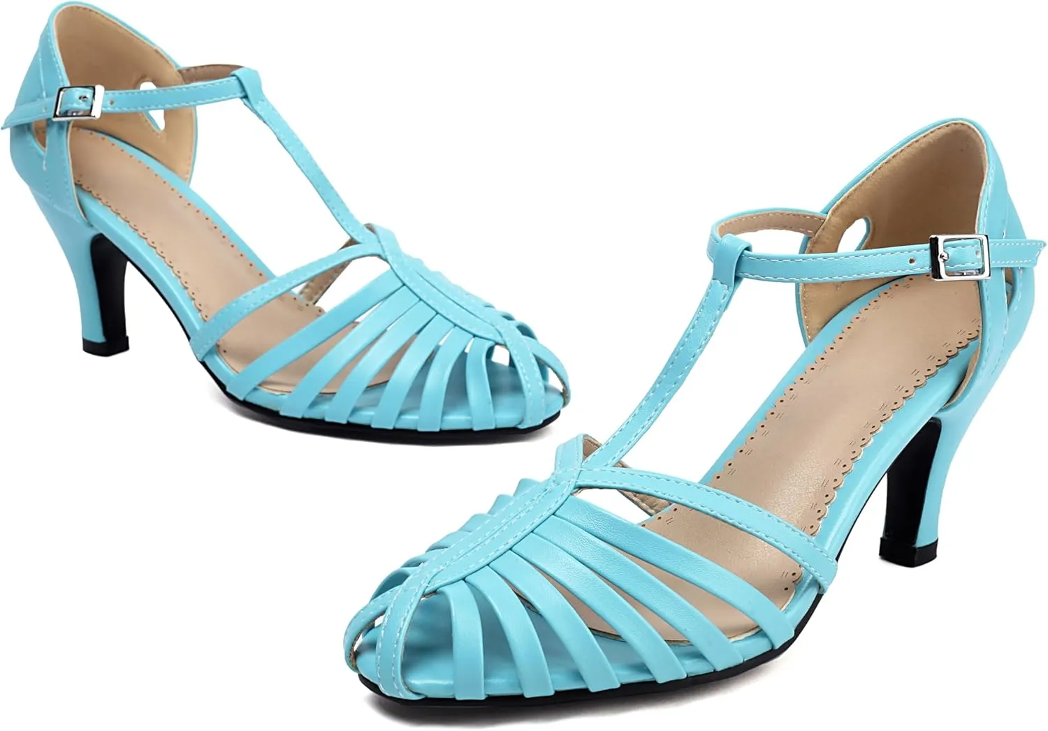 Elerhythm Women's Mary Jane Roman Close Round Toe Vintage 1950s Gatsby Heels Retro 1920s Victorian Pumps Shoes