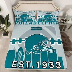 Erosebridal Football Fitted Sheet Full,Sports Fans Bed Sheets for Kids Boys Girls,Football Team Bed Cover,Rugby Fans Bedding Set with 2 Pillowcases(Philadelphia)