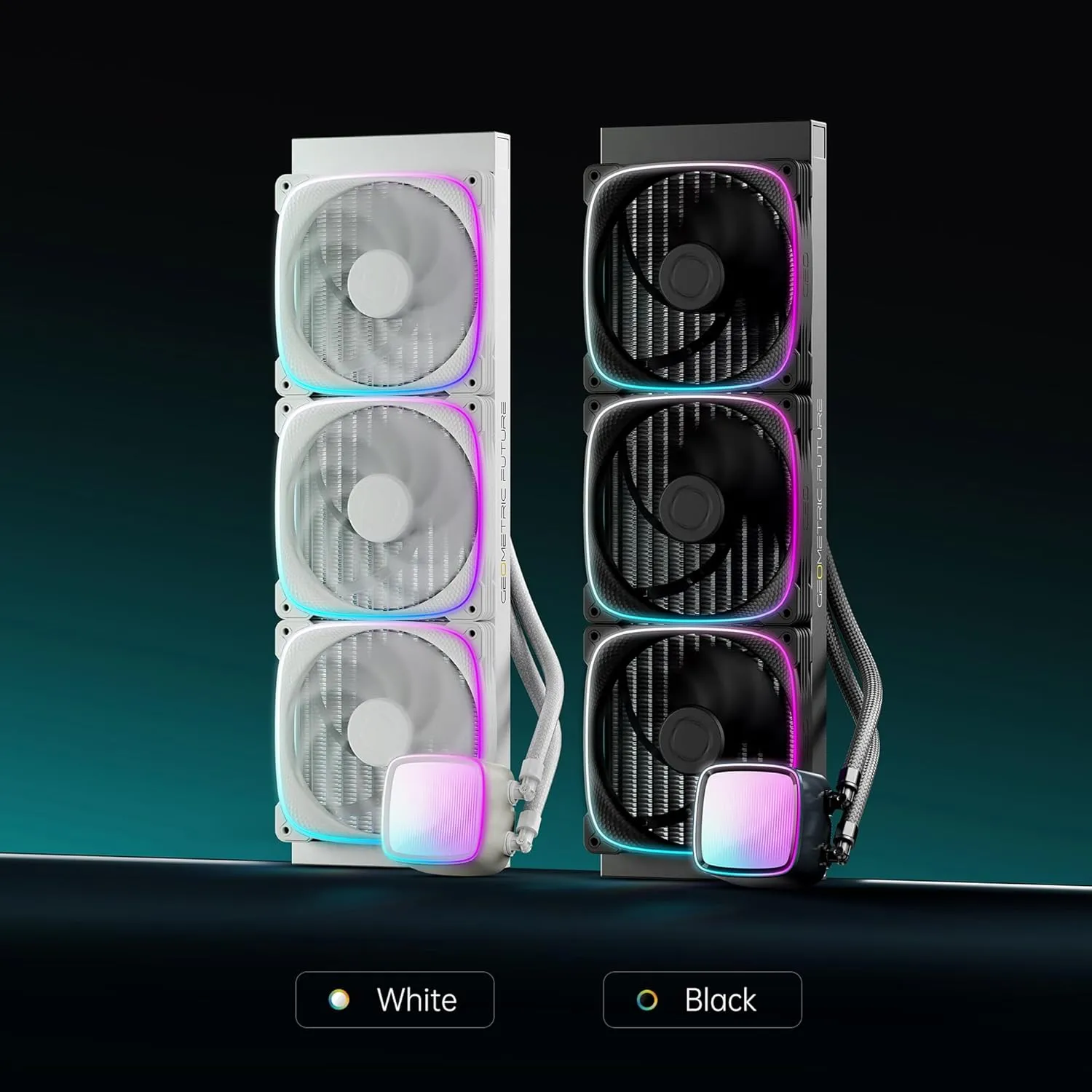 Eskimo Pro - 420mm AIO CPU Liquid Water Cooler- RGB PWM Squama 2503W 140mm Fan x 3- Fit Intel® LGA 1700, AMD®AM5 - White- (GEO-EP-42W)