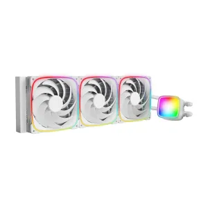 Eskimo Pro - 420mm AIO CPU Liquid Water Cooler- RGB PWM Squama 2503W 140mm Fan x 3- Fit Intel® LGA 1700, AMD®AM5 - White- (GEO-EP-42W)
