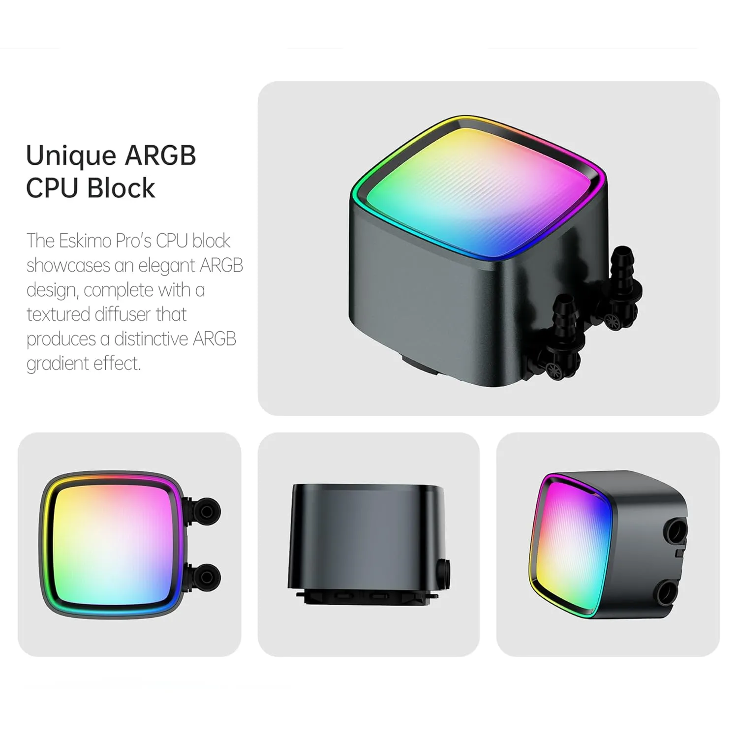 Eskimo Pro - 420mm AIO CPU Liquid Water Cooler- RGB PWM Squama 2503W 140mm Fan x 3- Fit Intel® LGA 1700, AMD®AM5 - White- (GEO-EP-42W)