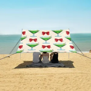 Espresso Martini Glass Beach Camping Tent Sun Shelter for Whole Family, Bow Beach Shade Canopy with UPF50  UV Protection,Easy Set Up and Carry,Outdoor Shade for Trips, Fishing, Backyard Fun Picn