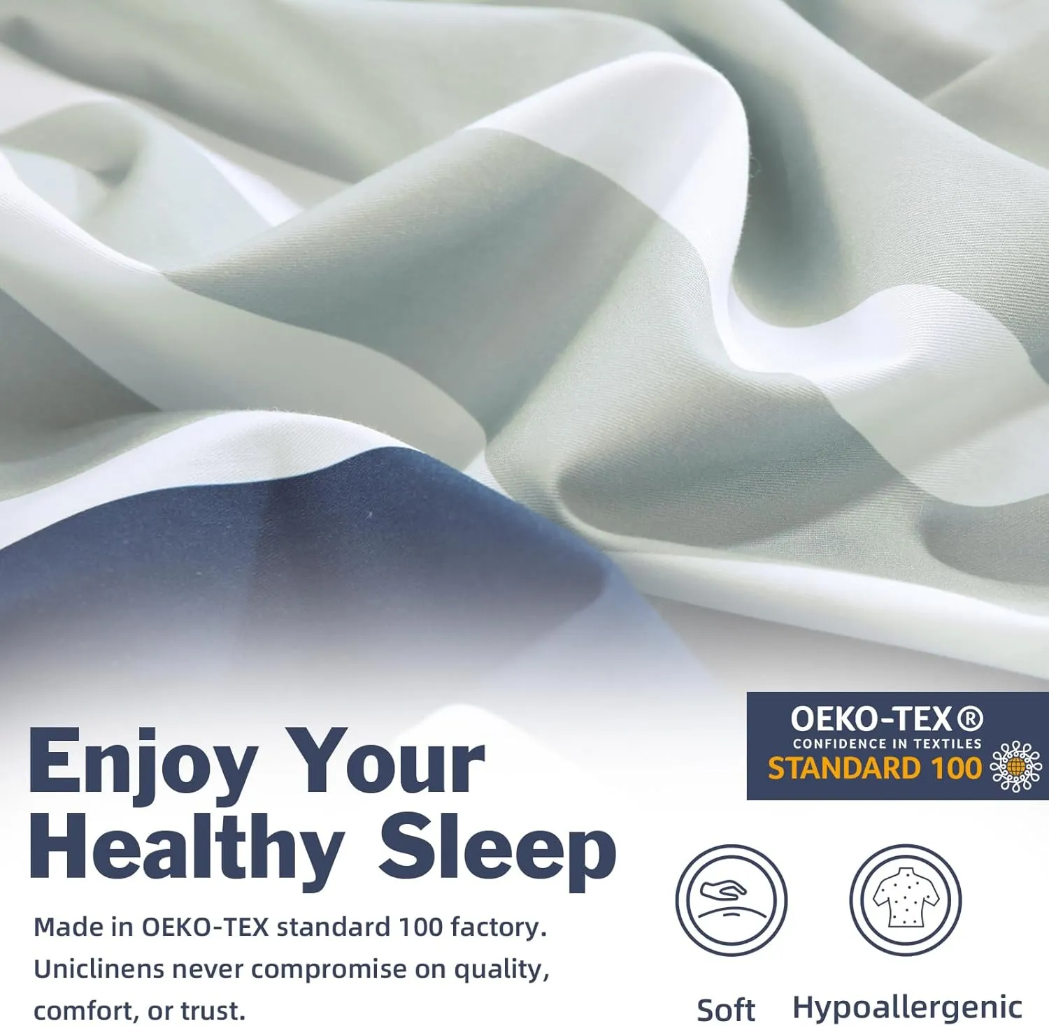 EWlinens Cotton Duvet Cover King Size - Navy Blue Striped Duvet Cover Set with Zipper Closure, 3 Pieces Soft Breathable Bedding, 1 Duvet Cover 104"x90" with Corner Ties and Pillowshams (No Comforter)