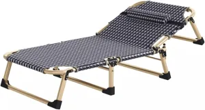 Extra Wide Camping Cot with with Soft Comfortable Pillow, Height Adjustable Folding Guest Bed, Portable Folding Bed for Outdoor Office