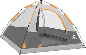 EZ-Sport Pop Up Camping Tent - 4 Person Instant Easy Set Up Family Tent with Removable Rain Fly, Waterproof Windproof Automatic Tent for Outdoor Camping Hiking Backpacking Traveling
