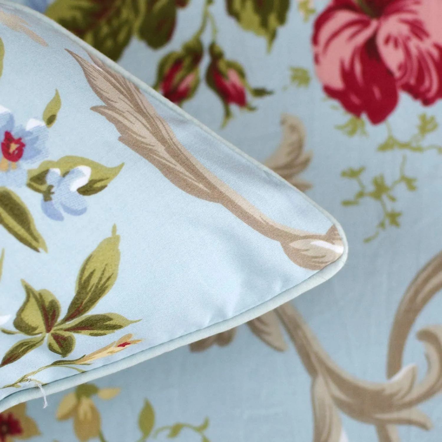 FADFAY Shabby Floral Bedding Elegant Peony Sheets Set Luxury Bedding Collections 100% Egyptian Cotton Deep Pocket, 4 Piece-King Size