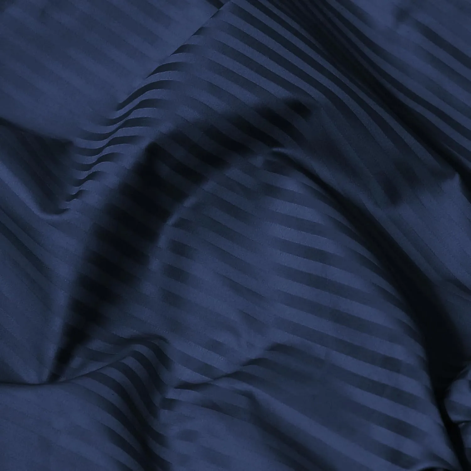 Feather & Stitch 500 TC King Size Damask Bed Sheet Set, 100% Cotton Soft Breathable Bedsheets, 4 Piece 18" Deep Pockets Sateen Weave Striped Bedding Mattress Resort Hotel Luxury- (Dark Blue, King)