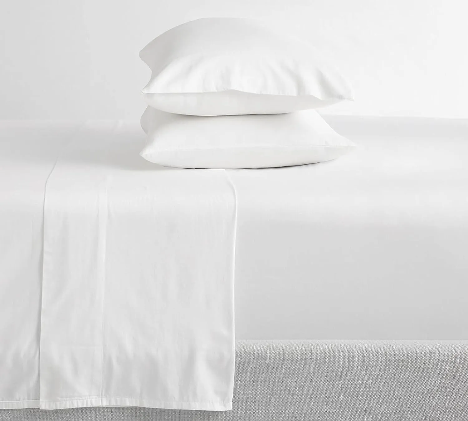 Feather & Stitch Softest 100% Cotton Sheets, 300 Thread Count Percale Weave Bedding, 16" Deep Pocket, Cooling Sheets, Breathable Bed Set, Hotel Premium Quality (King White)