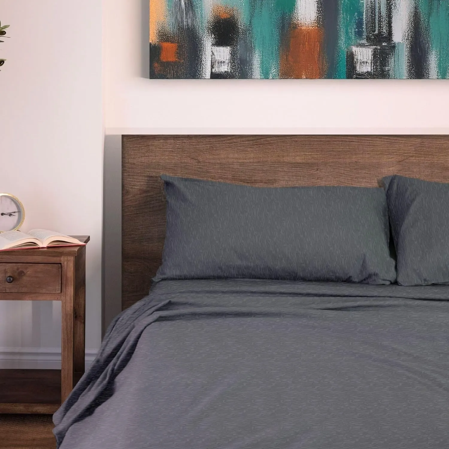 Featherhead 100% Cotton 4PCs Flannel Sheet Set | Double-Brushed for Extra Softness, Warm & Breathable, Extra Deep Pockets fits Up to 17” (Heather Charcoal, Twin)