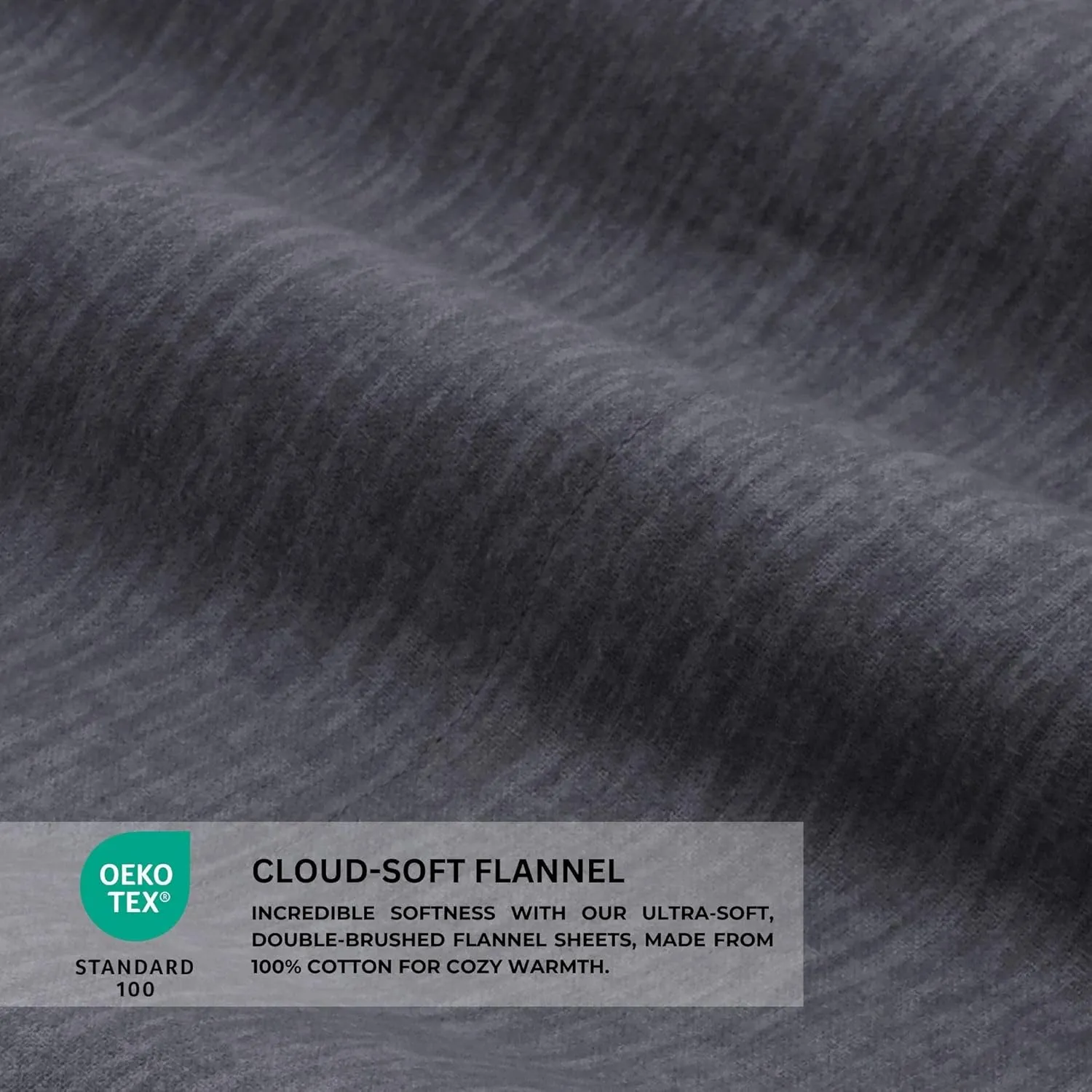 Featherhead 100% Cotton 4PCs Flannel Sheet Set | Double-Brushed for Extra Softness, Warm & Breathable, Extra Deep Pockets fits Up to 17” (Heather Charcoal, Twin)