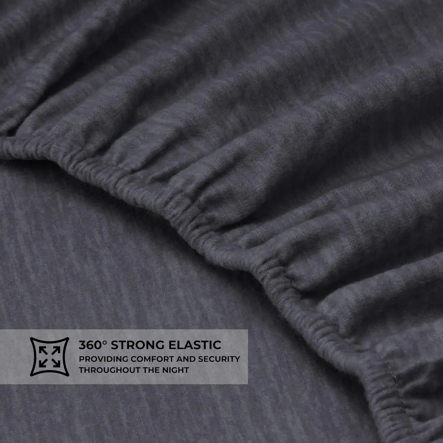 Featherhead 100% Cotton 4PCs Flannel Sheet Set | Double-Brushed for Extra Softness, Warm & Breathable, Extra Deep Pockets fits Up to 17” (Heather Charcoal, Twin)
