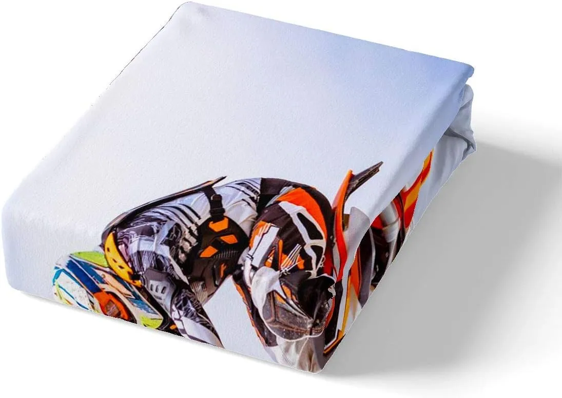 Feelyou Motocross Rider Bed Sheet Set Extreme Sports Bedding Sheets Kids Boys Girls Motorcycle Bedding Fitted Sheet Dirt Bike Decor Bed Cover with 1 Flat Sheet 1 Fitted Sheet  2 Pillowcase Queen
