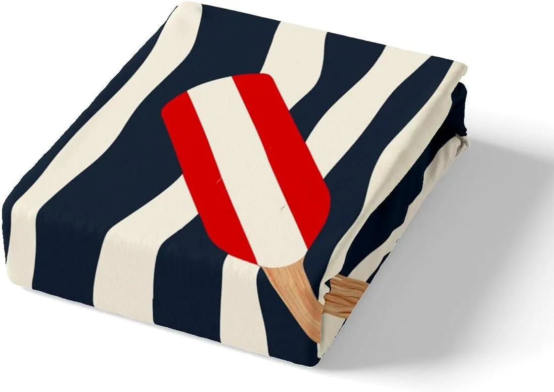 Feelyou Rowing Oar Fitted Sheet Queen Size Ocean Nautical Themed Bed Sheet Set Kids Boys Girls Navy Blue Geometric Stripes Bedding Set Coastal Sea Adventure Bed Cover Deep Pocket
