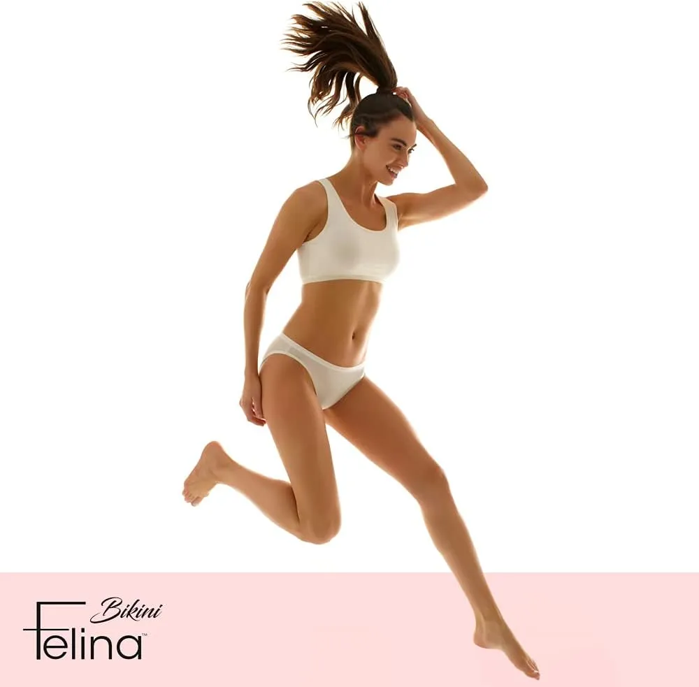 Felina Organic Cotton Bikini Panties - Seamless Women's Bikini Underwear (6-Pack)