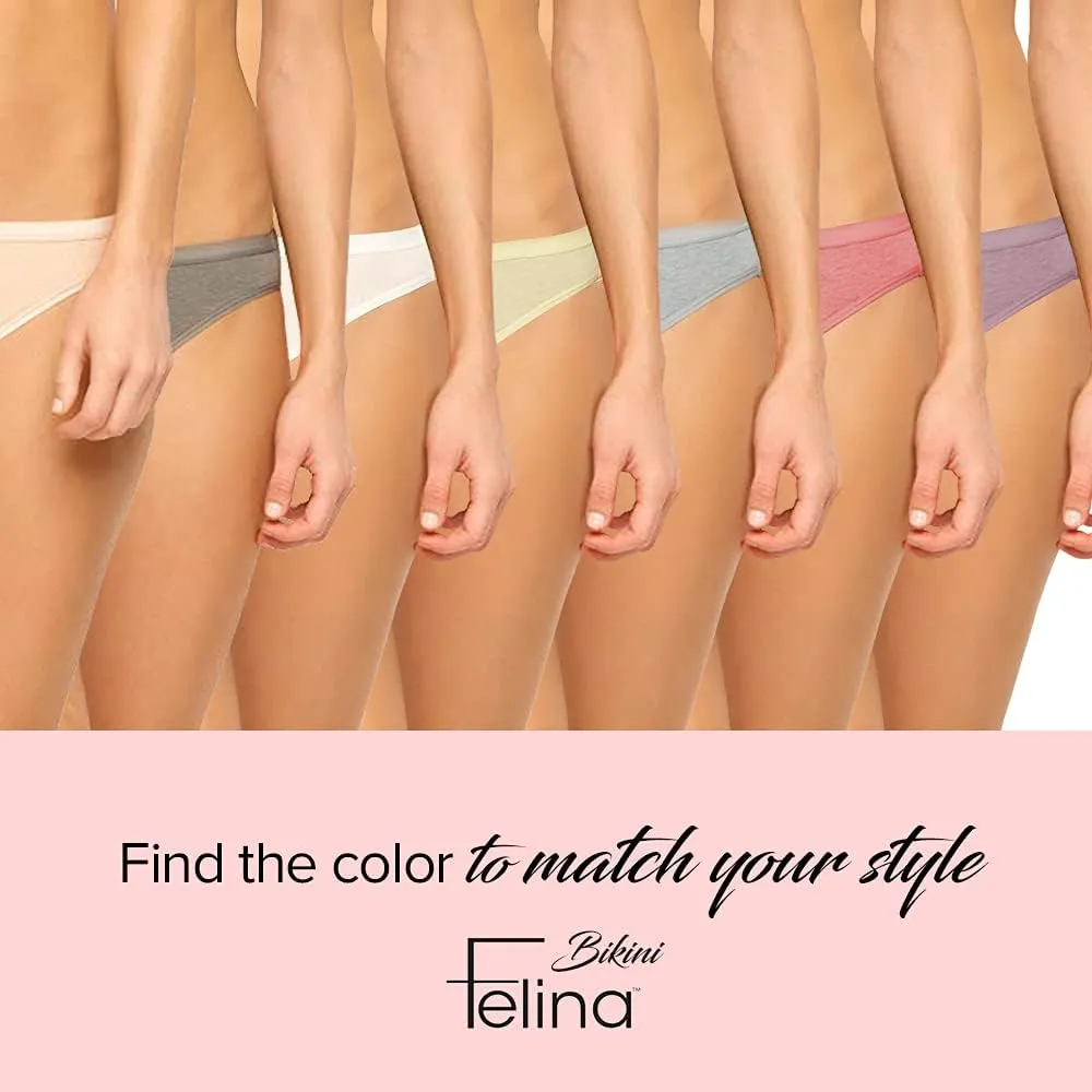 Felina Organic Cotton Bikini Panties - Seamless Women's Bikini Underwear (6-Pack)