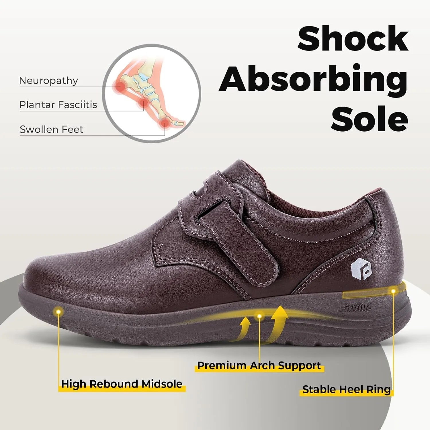 FitVille Wide Walking Shoes for Women Diabetic Dress Shoes with Arch Support Casual Orthopedic Leather Oxford Shoes All Day Comfort