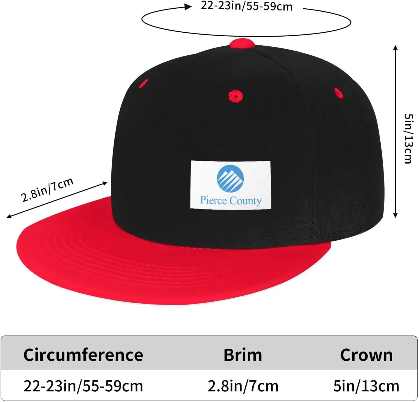 Flag of Pierce County, Washington Snapback Hats for Men Women Hat Baseball Cap Flat Bill Visor White Hat