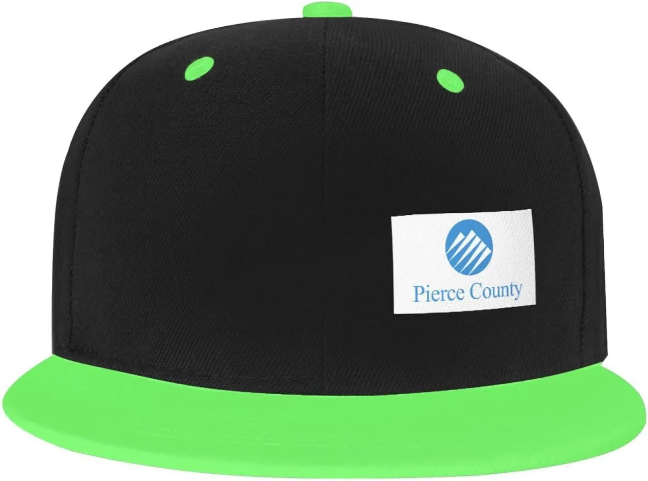 Flag of Pierce County, Washington Snapback Hats for Men Women Hat Baseball Cap Flat Bill Visor White Hat