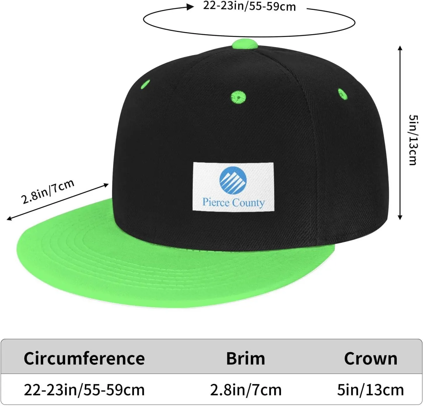 Flag of Pierce County, Washington Snapback Hats for Men Women Hat Baseball Cap Flat Bill Visor White Hat