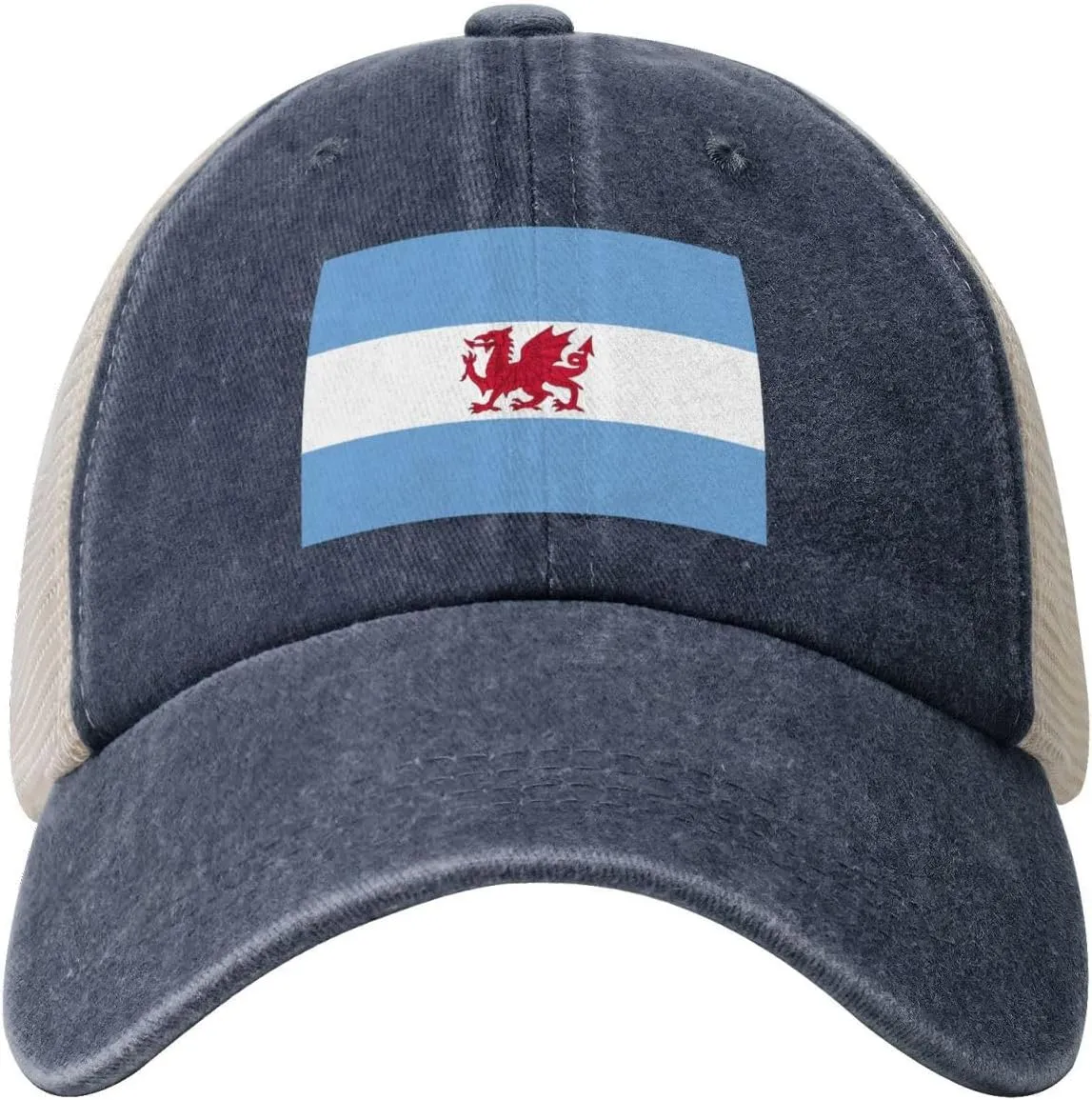 Flag of The Welsh Colony in Patagonia Baseball Cap Women Men Mesh Back Denim Hat Vintage Trucker Hats Dad Caps