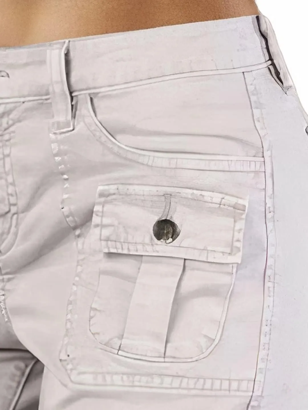 Flamingals Women's Cargo Shorts Mid Waist Trendy Summer Hiking Shorts with Flat Pocket for Women