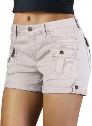 Flamingals Women's Cargo Shorts Mid Waist Trendy Summer Hiking Shorts with Flat Pocket for Women