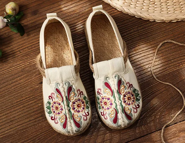 Flat Bottom Low-Top Breathable Embroidered Ethnic Casual Shoes