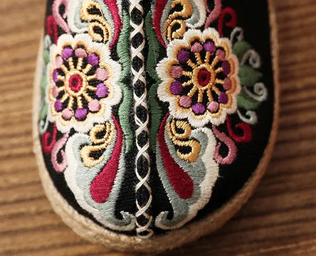 Flat Bottom Low-Top Breathable Embroidered Ethnic Casual Shoes