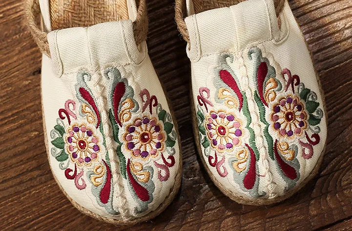 Flat Bottom Low-Top Breathable Embroidered Ethnic Casual Shoes