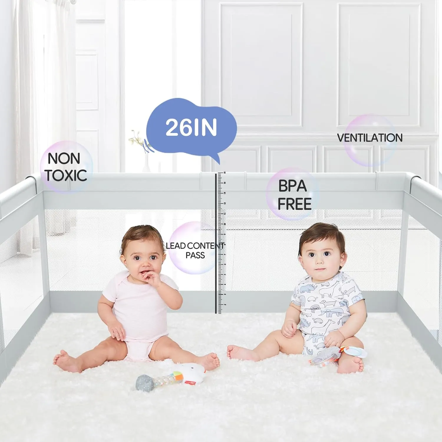 Fodoss Baby Playpen, 47x47 in Small Play Pen,Toddler Playpen for Apartment,Play Yard,Activity Fence, Extra Large Baby Playard
