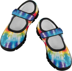 Forchrinse Rainbow Girls and Toddler Mary Jane Sneakers Soft Sole Barefoot Flats Comfort School Party Play Shoes Ballet Flats for Kids Size 11-2.5
